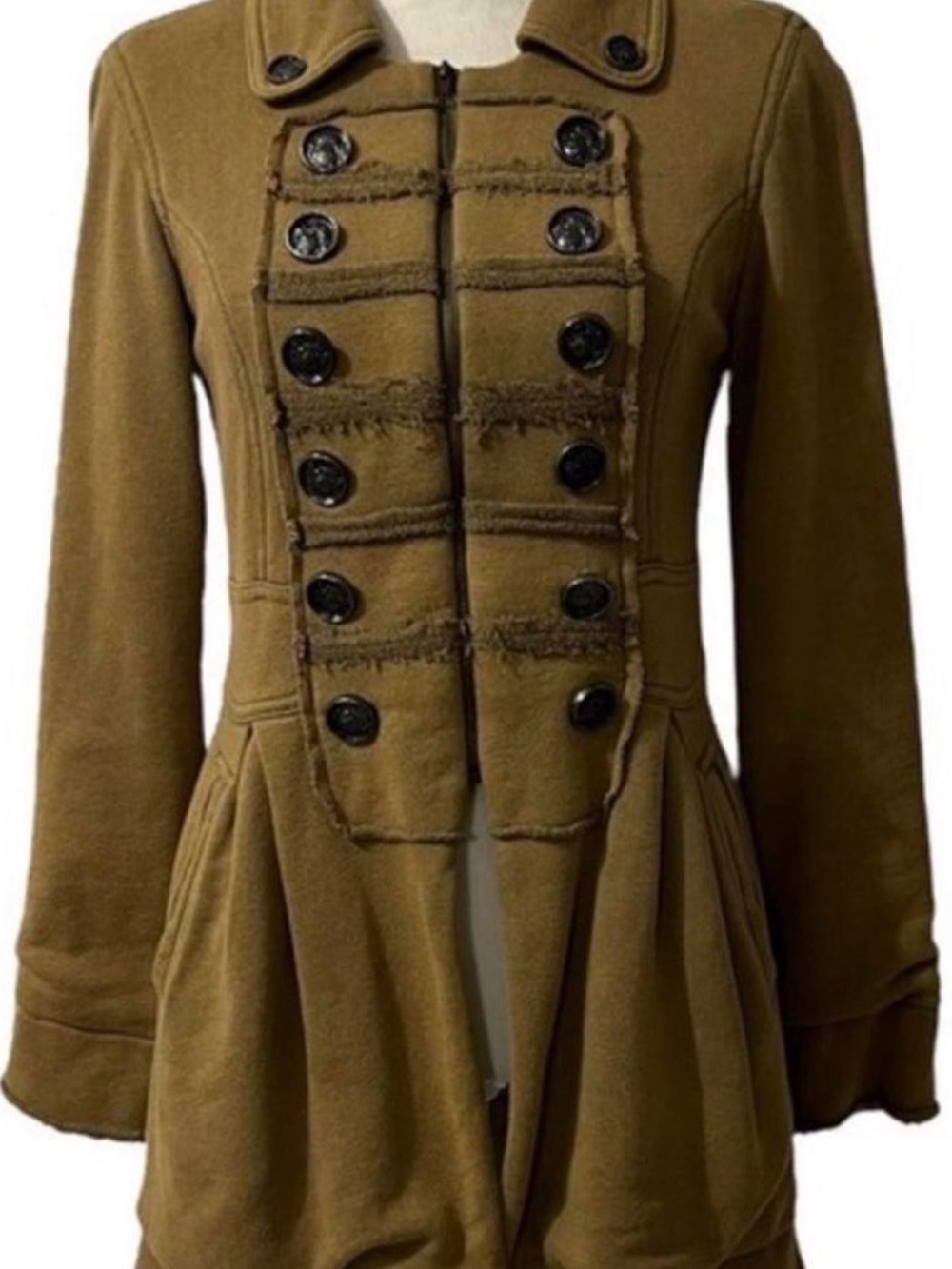 Knitted Dove Victorian Military Officer Steampunk Romantic Boho Jacket  XS